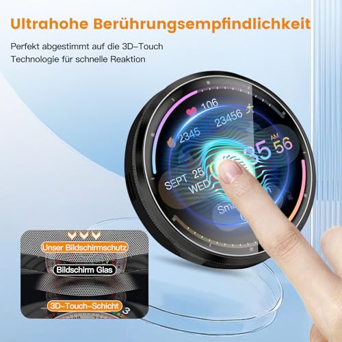 VideoSecu 4 Stück für Panzerglas für Garmin Venu 3 Schutzfolie, Selbstheilende Schutzglas, Ultradünne 0.2mm, Blasenfrei, Ölfeste & Kratzfeste Schutzglas, Anti-Fingerabdruck Displayschutz