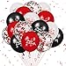 16 Pieces Red Black Confetti Latex Balloons, 12 Inch Red Black and White Happy Birthday Decoration Balloons for Red Black Themed Men Women Birthday Wedding Anniversary Halloween Party Supplies