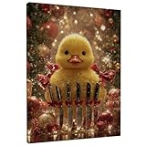 Lienzo decorativo para pared de cocina, navajas festivas, cintas, Navidad, amarillo, impresiones artísticas para colgar en comedor, desayuno, restaurante, decoración de 8 x 10 pulgadas