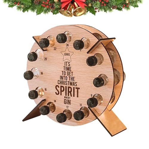 Calendrier de l’Avent des arbres en bois,Support de bouteille de vin en bois avec compte à rebours pouvant contenir 12 bouteilles de vin - Décorations de en forme d'arbre de et calendrier de compte à