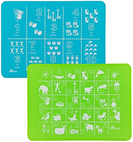 Brinware 'ABC 123' Blue and Green Slip-Resistant Silicone Placemat Set