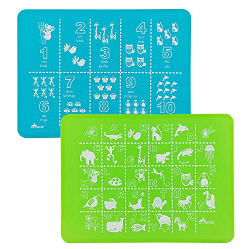 Brinware 'Abc 123' Blue And Green Slip-Resistant Silicone Placemat Set #TOP29