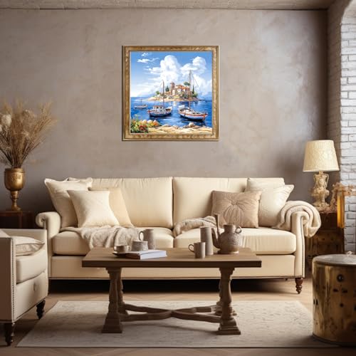 Image of 51buyoutgo Island Landscape Cross Stitch Kits, 11 Ct Count Pre Printed Counted Stamped Cross Stitch Embroidery Needlepoint Patterns Kits for Adults Beginners, Easy Advanced Crossstitch Crossstitching