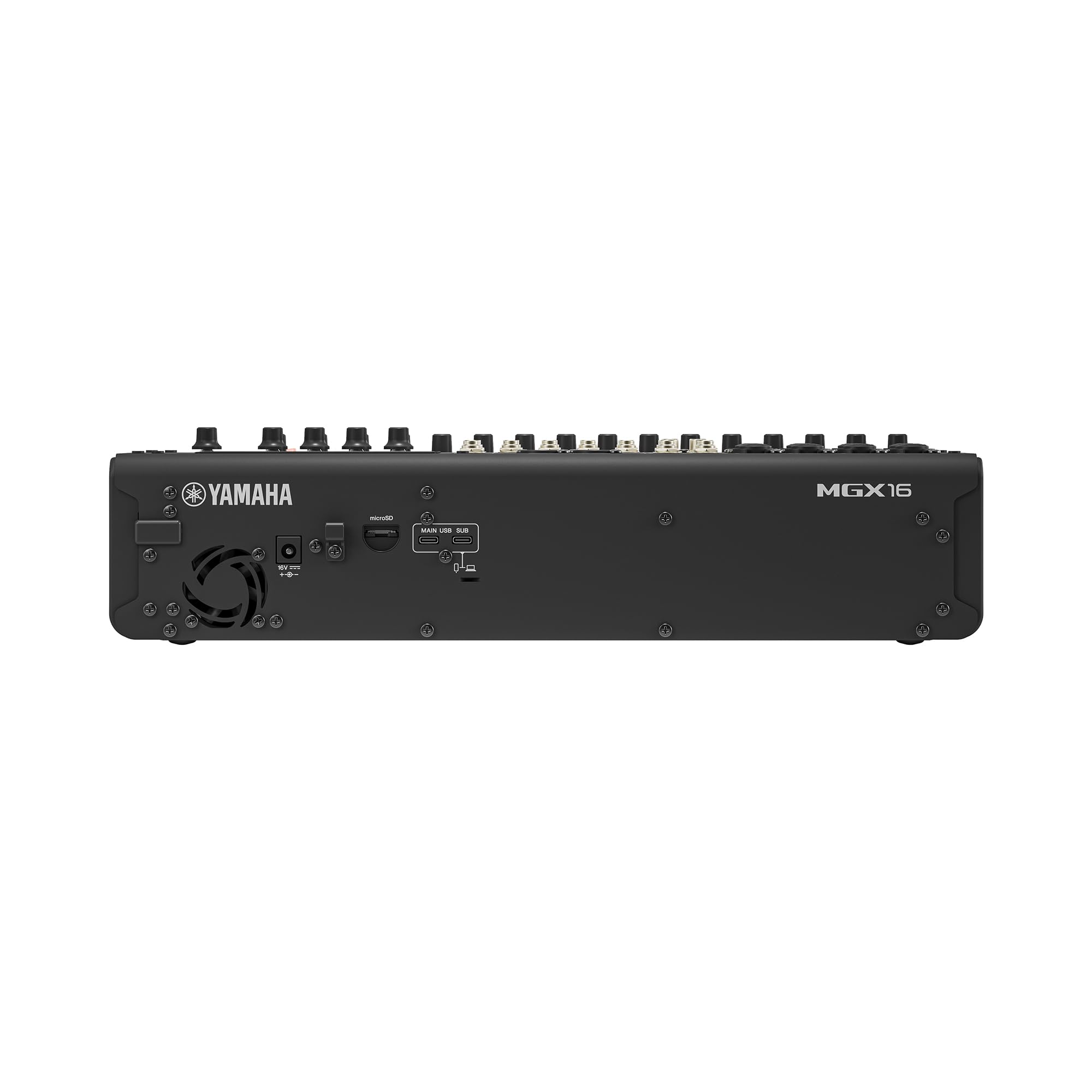 YAMAHA MGX16 Consola de Mezcla Digital con LCD Táctil, Bluetooth, Negro | Mezclador Versátil con Doble USB, microSD y Conectividad E/S Ampliada