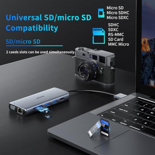 Image of MacBook Pro Docking Station Dual Monitor HDMI Adapter,12 in 1 USB C Adapters for MacBook Pro Air Mac HDMI Dock Dongle Dual USB C to DualHDMI VGA Ethernet AUX 4USB SD /TF100W PD