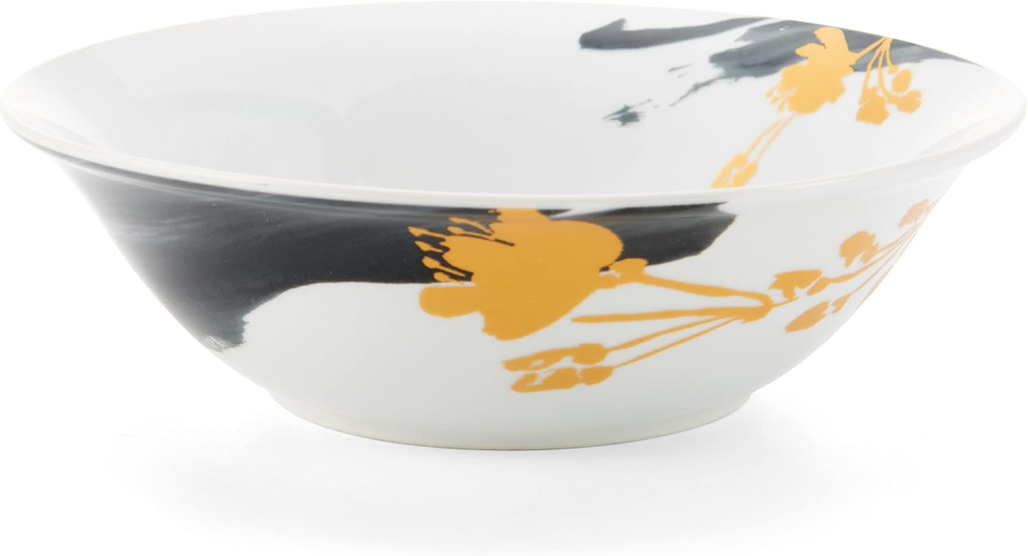 Eastern-Inspired White Porcelain Floral Dinnerware Set for 8
