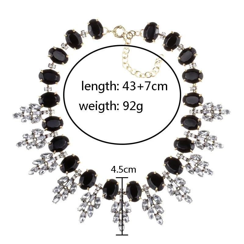 14K Yellow Gold Colorful Beaded Necklace For Women Crystal Rhinestone Collar Choker Necklace Statement Maxi Big Bib Necklace Beads Chain Chunky Statement Necklace, Bib Necklace For Women3