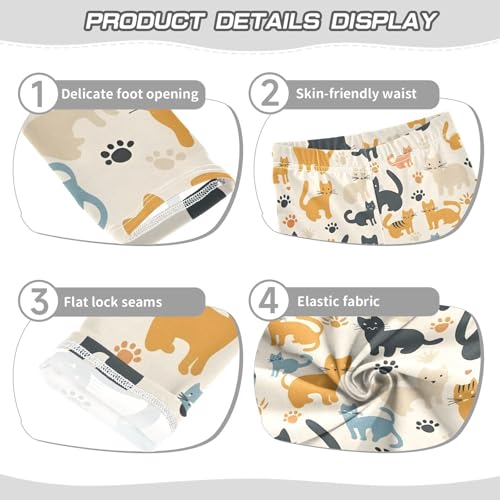 Retro Kitten Cats Girls Leggings Ultra Soft Compression Yoga Gym Pants for Kids 4-10T3