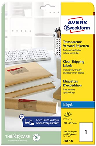 Étiquettes adresse transparentes 210 x 297 mm pour vos envois