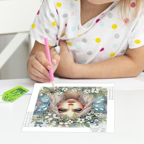 Image of AiYuanzsh Diamond Art Kits for Adults Pretty Princess Butterfly Fairy, 5D Special Shape Diamond Painting Kit, Unique Diamond Art Kit for Beginners DIY Craft Wall Decor Gift 12x12 Inch