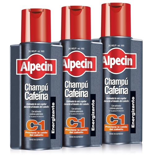 Alpecin C1 Caffeine Shampoo 3x 250 ml | Champu anticaida hombre y con cafeina | Tratamiento para la caida del cabello | Alpecin Shampoo Anti Hair Loss Treatment Men
