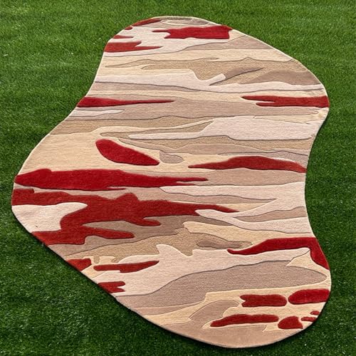 Image of Hand Made Tufted Carpet Premium Wool Abstract Irregular Design Non Slip Area Rug for Living Room Weight- |26 Pound|Size-5x8 Feet (60x96 Inch)