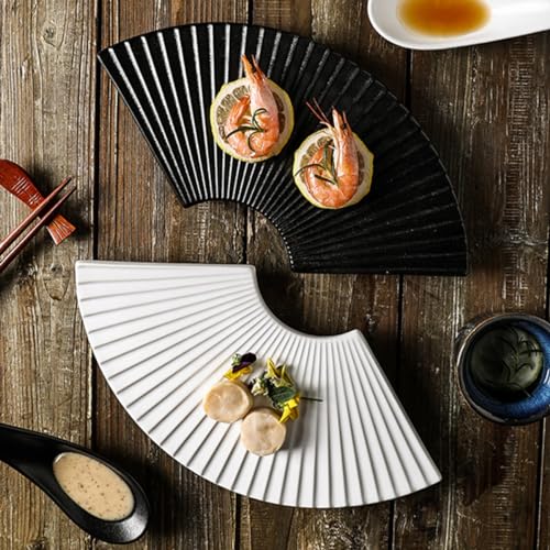 Plato japonés de cerámica estilo abanico para sushi miniatura 6