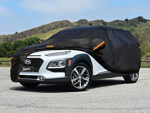 Image of Kayme 7 Layers SUV Car Cover Custom Fit for Hyundai Kona (2017-2026) Waterproof All Weather for Automobiles, Outdoor Full Cover Rain Sun UV Protection.Black