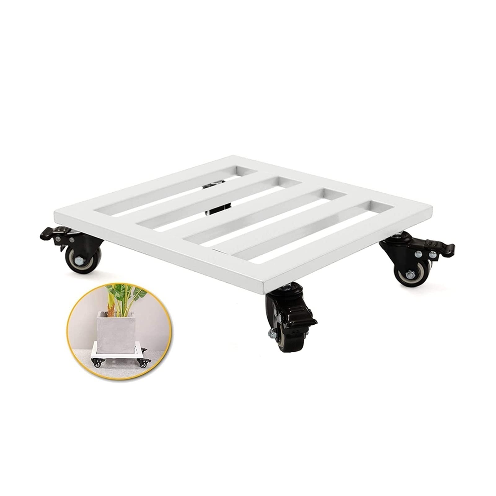 DFGHNBVC Plant Caddy With Wheels For Indoor And Outdoor Plants Rolling Stand Pot Trolley With Planter Saucer Tray Flower Mover Dolly White 35Cm,White-35Cm