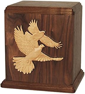 Wood Cremation Urn - Walnut Doves Companion