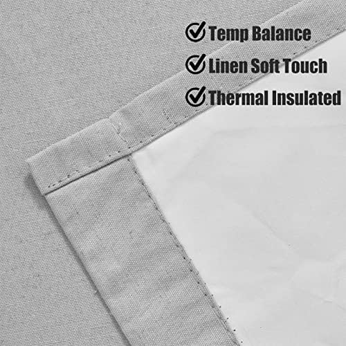 100% Blackout Curtains for Bedroom 90 Inch Modern Solid Living Room Thermal Grey Blackout Eyelet Curtains Noise Reducing Linen Look Set of 2 Curtain Panels for Office Studio/Hotel, 54" wide