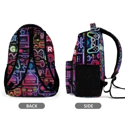 KOYI Neon Video Game Backpack for Boys, 16.5" Gaming School Backpack2