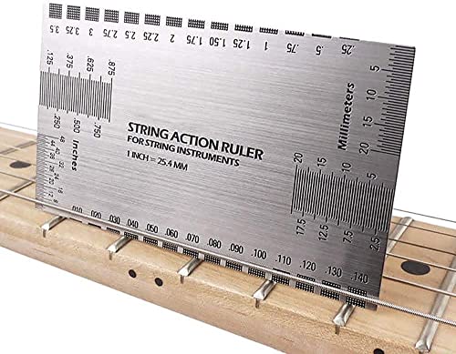 Jiayouy 4Pcs Luthier Tools Set Dual Scale Guitar Neck Notched Straight Edge String Action Gauge Ruler Fret Rocker Fret Leveling Beam For Guitar And Bass Setup Tool Stainless Steel #TOP2