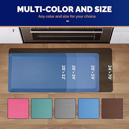 Image of FEATOL Anti Fatigue Mat for Standing, 9 /10 Extra Thick Ergonomic Standing Desk Mat, Comfort Memory Foam Standing Mat at Home,Office All Day (20 inch x 32 inch, Blue, 1PC)