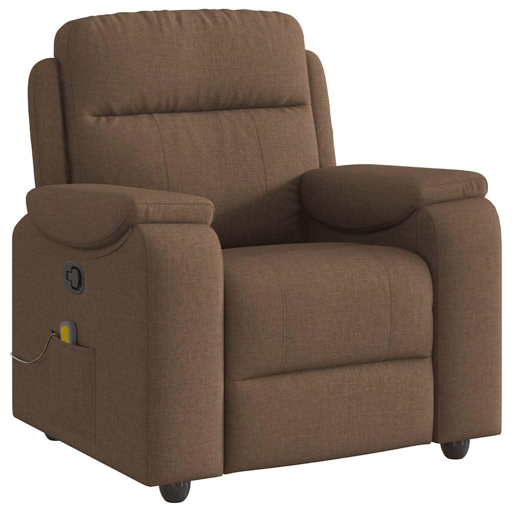 Sillón reclinable con Masaje de Tela marrón, Sillón Relax Reclinable
