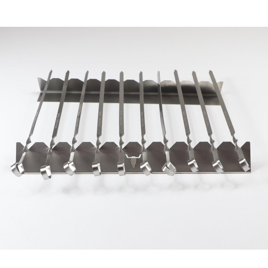 Barra spiedino/spiedino/accessorio per barbecue in acciaio inox (550 mm con 12 spiedini)