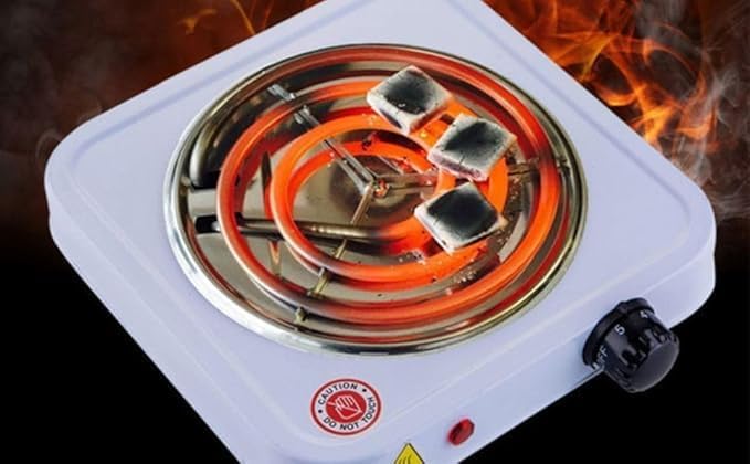 Image of KANUPRIYA Electric Charcoal Burner Hot Plate 1000W Electric Sigdi | Instant Coal Heater Sigdi | Fast Heating Stove for, Coffee & Tea | Multipurpose Hot Plate for Home & Kitchen