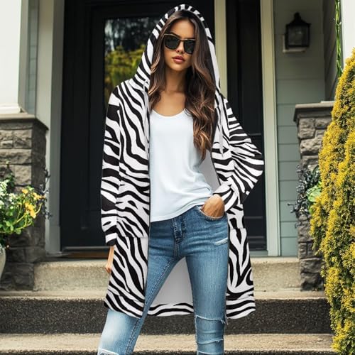 Lightweight Hooded Cardigan for Women Sweaters Pocketed Oversized Knee Length Long Coats Size S-3XL2