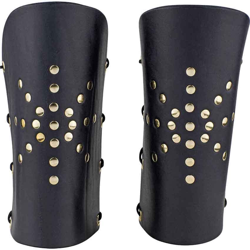 Medieval Sunburst Arm Bracers Knights Leather Battle Arm Guard Bracers Armor Costume Halloween Costume
