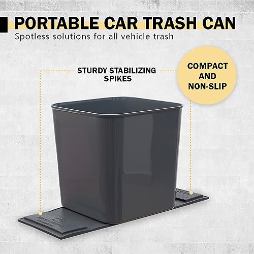 Image of Car Trash Can 1.4 Gallon with Stability Flap & Magic Strips - No-Tip Leakproof Car Garbage Bin for Car Floor, Mats, Front or Back Seat, SUV, Truck, Van, Vehicle Interior Organizer (Gray)