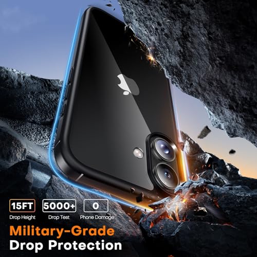 Image of TAURI for iPhone 17 Case, with Screen Protector, Black | Full Camera Protection, Anti-Yellowing Military-Grade Protection Shockproof Slim Phone Case for iPhone 17
