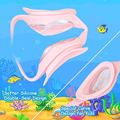 flintronic Gorro de Natación Silicona para Niños,Set de Gorro+Gafas de Natación Infantil con Protección Antivaho+UV,Gafas de Puente Nasal de Silicona Suave sin Fugas,Apto para Niñas/Niños 4-12 Años - imagen 5