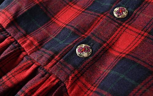 Mud Kingdom Little Girls Christmas Shirt Dress Buffalo Check Long Sleeve Button Down Plaid Princess Dress4