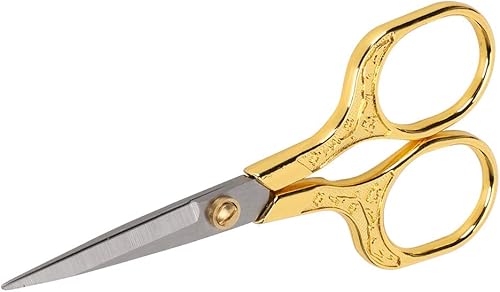 Miniatura 2 de Tijeras de coser bordadas europeas retro, de acero inoxidable vintage con mango dorado para agujas de manualidades, trabajo, coser, actividades