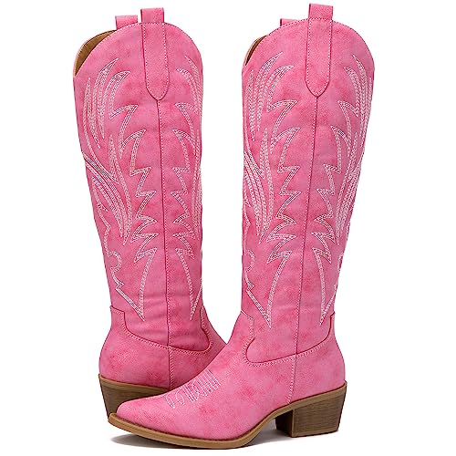 Image of GLOBALWIN Women's The Western Cowboy Cowgirl Embroidered Knee High Boots