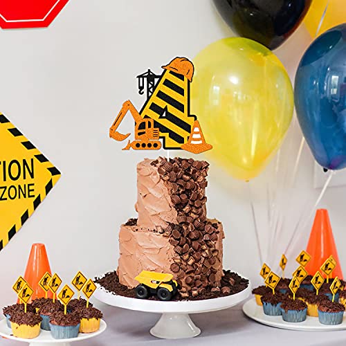 Construction 4Th Birthday Cake Topper For Kids Boy Girl Truck Excavator Forklift Dump Bulldozer Road Roller Engineering Themed Four Year Old Happy Birthday Party Supplies #TOP3