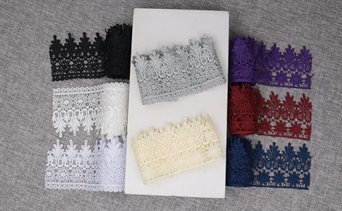 Mix Lace Trim 3.5 Inch Wide Venise Lace Ribbon Embroidered Edge Trim for Sewing DIY Crafts Wedding Applique Home Decor