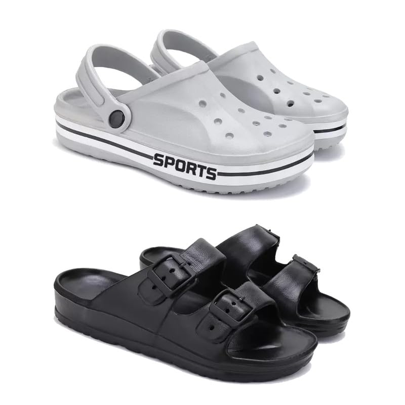 WINGSCRAFT-Lightweight Classic Clogs | Sandals |Slider Adjustable Back Strap for Men-Combo(2)-3067-3115-7 Black (B0D33RMQ7N) Amazon Price History, Amazon Price Tracker