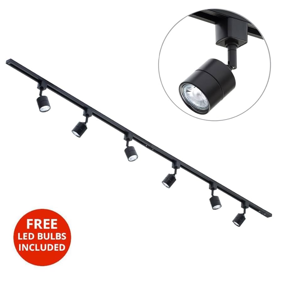 Litecraft 2 Metre Kitchen Track Light With 5 Soho Heads & LED Bulbs - White