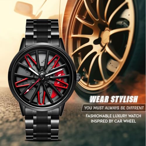 V2A Vortex Wheel Rolling Series Men's Analog Watch Black - Image 3
