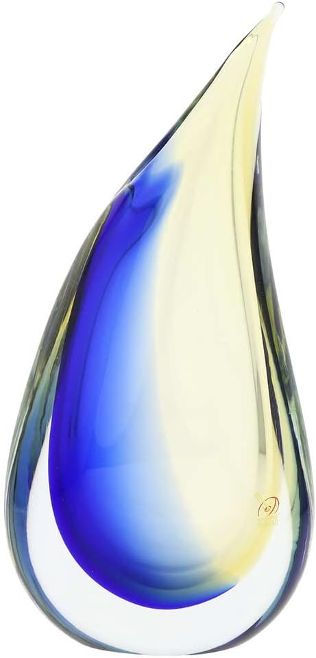 Glass Of Venice Murano Glass Sommerso Wave Vase - Amber Blue