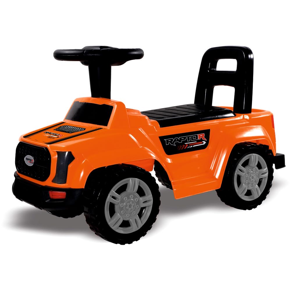 Toy Zone Raptor Baby Ride on Car for Kids, Toddlers Push Ride Baby Kids Car with Backrest, Push Ride on Toy Jeep with Music & LED Light, Under Seat Storage, 2 to 5 Years (Orange)