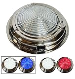 Wave One Marine Dual Color 7' LED Boat Dome Light 12V RV | Stainless Housing | Ceiling Cabin Room Surface Mount | Built In Rocker Toggle Switch (White | Cool Blue)