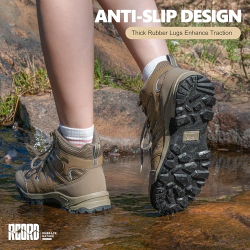 Image of R CORD Womens Hiking Boots Waterproof Slip-Resistant Cushioned Support Durable for Hiking, Travel, Rainy Days, Camping, and Outdoor Adventures