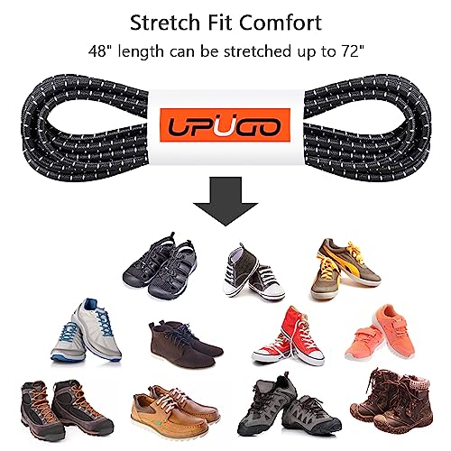 Image of UpUGo Elastic Shoe Laces, No Tie Shoe Laces Tieless for Kids, Adults, Elderly, One Size Fit All