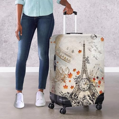 Image of Mumeson Effiel Tower Luggage Cover & Protector - Fits Most Sizes, Lightweight, Washable, Stretch