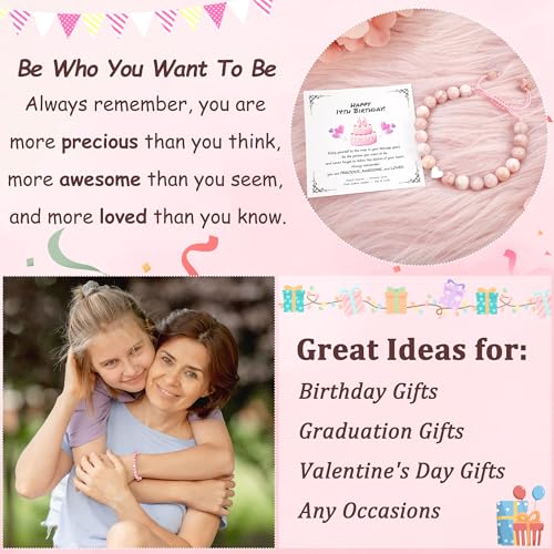 Image of Sereney Birthday Gifts for Girls, Beaded Bracelets as 1 /2 1 2 3 4 5 6 7 8 9 10 11 12 13 14 15 16 Year Old Birthday Gift, Adjustable Cross /Pearl Bracelet as Happy Birthday Gifts for Daughter