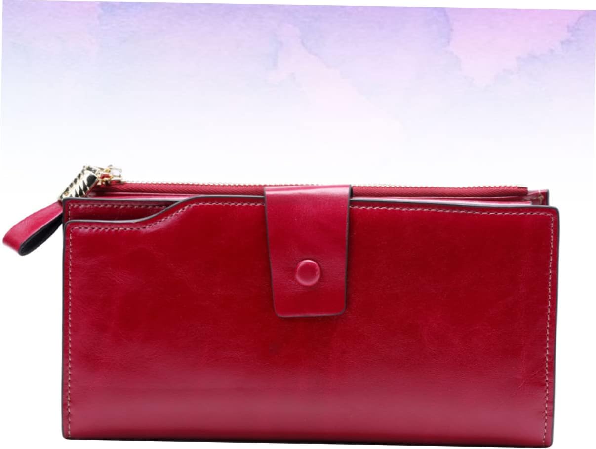 RFID Blocking Long Wallet for Women Multiple Card Slots Stylish Red Design Slim and Functional for Everyday Use