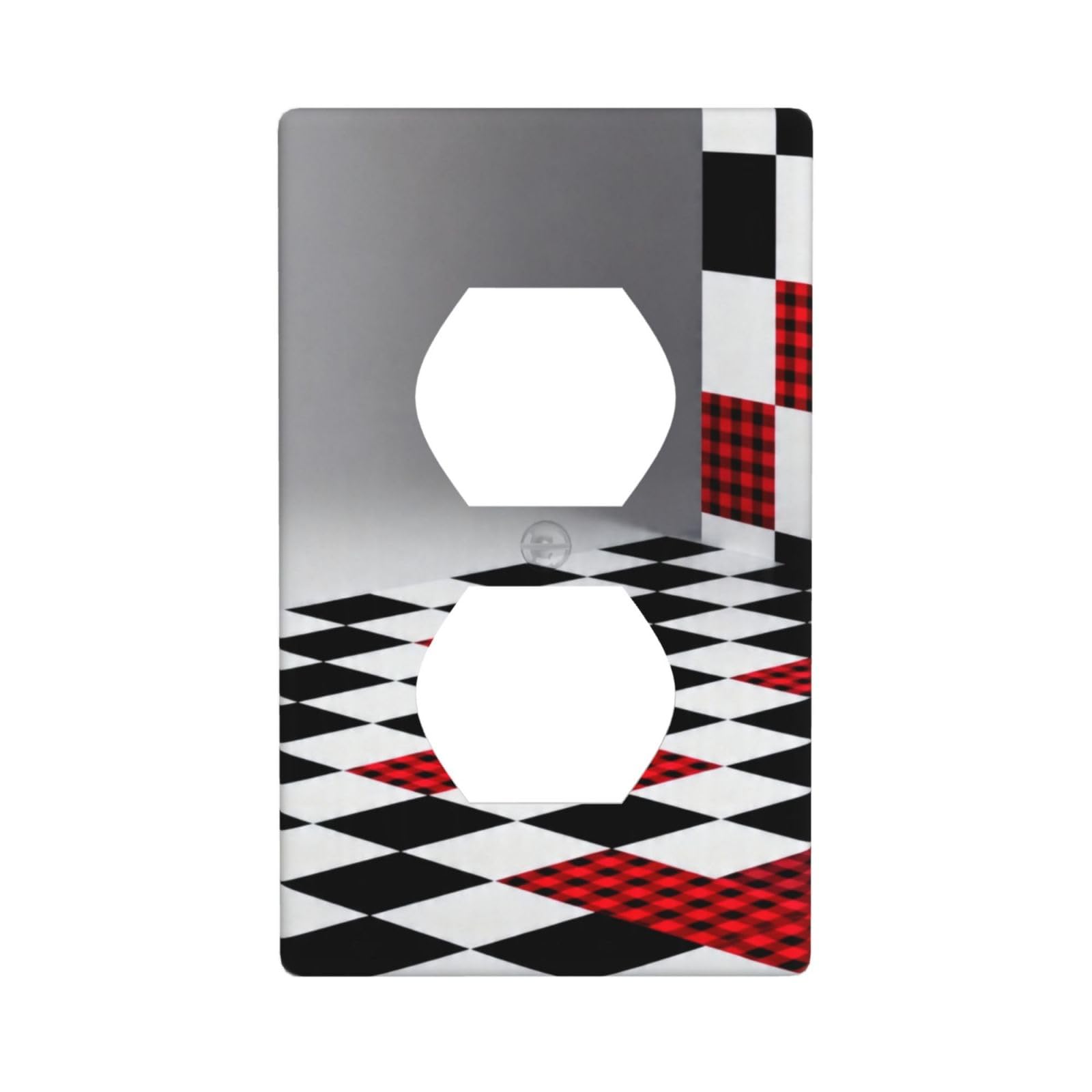 Cntdbu White Checkerboard Unbreakable Polycarbonate Switch Plate-1 Gang Screwless Wall Plate For Home Office