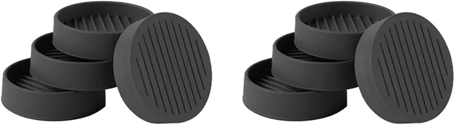 8 Pcs Round Rubber Furniture Caster Cups, Anti-Sliding Pads Bed Stopper Floor Protectors Black for Furniture